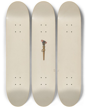 Triptych art skateboard deck of Harry Grossen Watch Key_2 by Harry Grossen