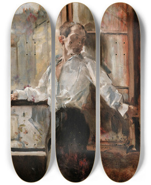 Triptych art skateboard deck of Henri Gervex Rolla by Henri Gervex (1852-1929)