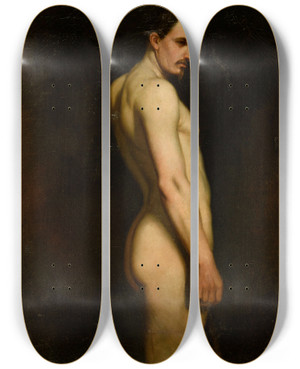 Triptych art skateboard deck of Gustave Courbet Tude De Nu by Gustave Courbet (1819-1877)