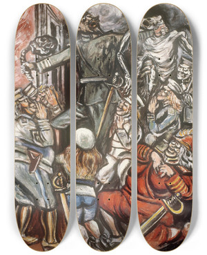 Triptych art skateboard deck of Jos Clemente Orozco The Demagogue by Jose Clemente Orozco (1883-1949)
