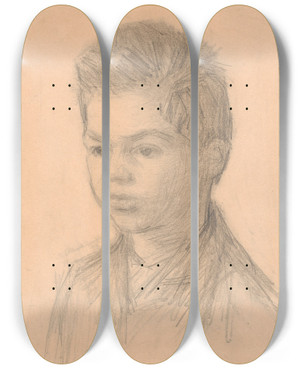Triptych art skateboard deck of Vilhelm Hammershi Portrt Af Svend Hammershi Kunstnerens Bror by Vilhelm Hammershoi (1864-1916)