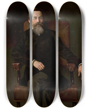 Triptych art skateboard deck of Stanisaw Lentz Portrait Of Tadeusz Korzon by Stanislaw Lentz (1861-1920)