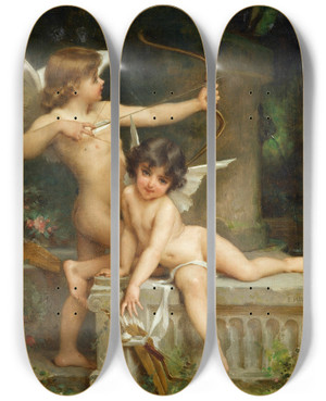 Triptych art skateboard deck of Mile Munier Deux Amours by mile Munier (1840-1895)