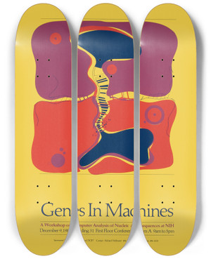 Triptych art skateboard deck of National Institutes Of Health Genes In Machines by National Institutes Of Health (1887)