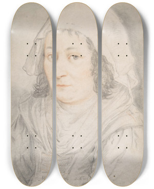 Triptych art skateboard deck of Jacob Matham Halffigure Of A Woman by Jacob Matham (1571-1631)