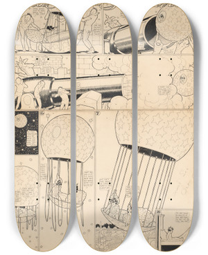 Triptych art skateboard deck of Winsor Mccay Little Nemo In Slumberland I Dont Like This One Little Tiny Bitnot One Tiny Weenie Bit by Winsor Mccay (1869-1934)