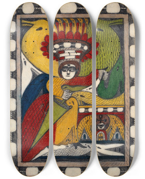 Triptych art skateboard deck of Adolf Wlfli Skt Adolfthronalparoosali by Adolf Wolfli (1864-1930)