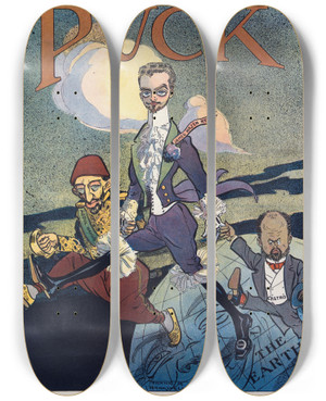 Triptych art skateboard deck of Frank Arthur Nankivell Do It Now by Frank Arthur Nankivell (1869-1959)
