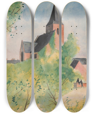 Triptych art skateboard deck of Lon Spilliaert Au Temps Que Nanette Tait Perdue Pl 2 by Leon Spilliaert (1881-1946)