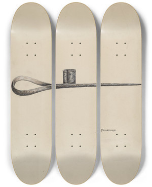 Triptych art skateboard deck of Wj Goodacre Candle Holder by W.J. Goodacre