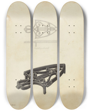 Triptych art skateboard deck of Helen Hobart Flat Iron Holder_2 by Helen Hobart