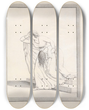 Triptych art skateboard deck of Friedrich Rehberg Drawings Faithfully Copied From Nature At Naples Pl06 by Friedrich Rehberg (1758-1835)