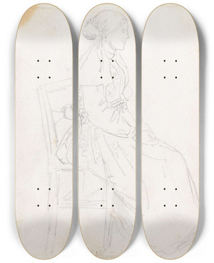 Triptych art skateboard deck of Adolph Tidemand Gammel Drakt Numedal by Adolph Tidemand (1814-1876)