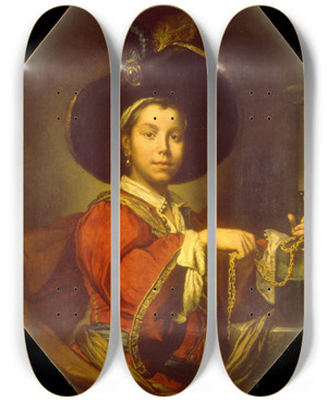 Triptych art skateboard deck of Vittore Ghislandi Portrait Of A Young Man by Vittore Ghislandi (1655-1743)
