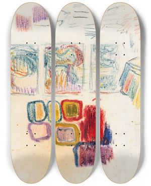 Triptych art skateboard deck of Magnus Enckell Luonnos Veljesvala Seinmaalaukseen Ja Vrej by Magnus Enckell (1870-1925)