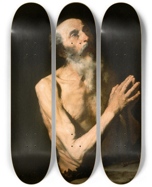 Triptych art skateboard deck of Jusepe De Ribera Saint Onuphrius_3 by Jusepe de Ribera (1591-1652)