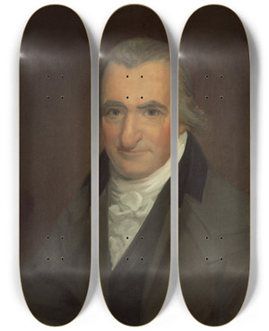 Triptych art skateboard deck of John Wesley Jarvis Thomas Paine by John Wesley Jarvis (1781-1840)