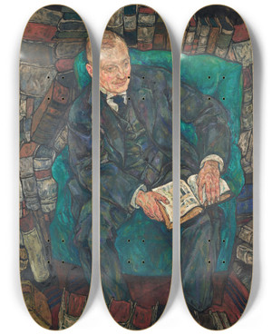Triptych art skateboard deck of Egon Schiele Dr Hugo Koller by Egon Schiele (1890-1918)