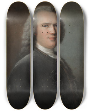 Triptych art skateboard deck of Jeanmarc Nattier Portrait Of An Unknown Gentleman by Jean Marc Nattier (1685-1766)