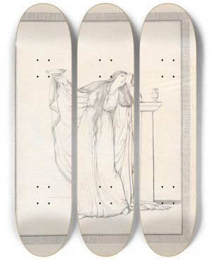Triptych art skateboard deck of Friedrich Rehberg Drawings Faithfully Copied From Nature At Naples Pl08 by Friedrich Rehberg (1758-1835)