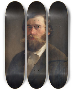 Triptych art skateboard deck of Georg Decker Herrenbildnis_2 by Georg Decker (1818-1894)