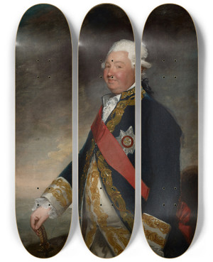 Triptych art skateboard deck of Gilbert Stuart Viceadmiral Edward Hughes by Gilbert Stuart (1755-1828)