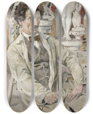 Triptych art skateboard deck of Carl Wilhelmson Carl Eldh 18731954 Artist by Carl Wilhelmson (1866-1928)