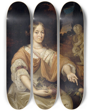 Triptych art skateboard deck of Danil Haringh Sara Pottey 16511705 Wife Of Johan Van Bochoven by Daniel Haringh (1636-1713)