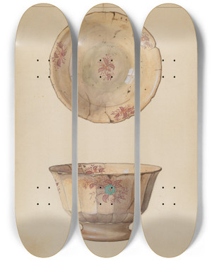 Triptych art skateboard deck of J Howard Iams Bowl by J Howard Iams (20-)