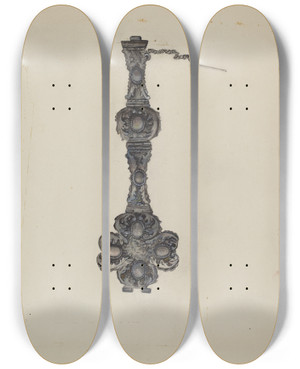 Triptych art skateboard deck of Edna C Rex Bracelet by Edna C Rex (1893-1972)