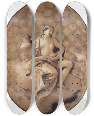 Triptych art skateboard deck of Giovanni Battista Tiepolo A Female Allegorical Figure_1 by Giovanni Battista Tiepolo (1696-1770)