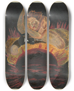 Triptych art skateboard deck of William Blake The Song Of Los Lambeth Pl8 by William Blake (1757-1827) Triptych art skateboard deck of William Blake The Song Of Los Lambeth Pl8 by William Blake (1757-1827)