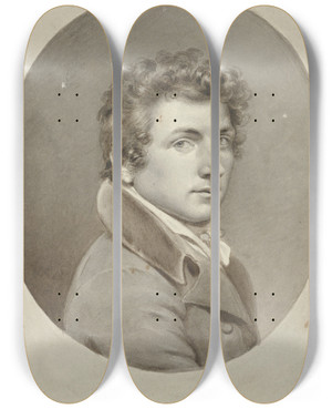 Triptych art skateboard deck of Woutherus Mol Zelfportret Van Woutherus Mol by Woutherus Mol (1785-1857)