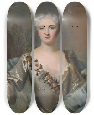 Triptych art skateboard deck of Louis Tocqu Portrait Of A Lady by Louis Tocque (1696-1772)