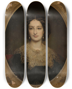 Triptych art skateboard deck of Gustave Ricard Portrait Of Katarzyna Potocka Ne Branicka by Gustave Ricard (1823-1873)