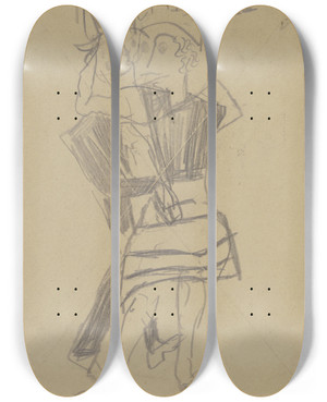 Triptych art skateboard deck of Max Beckmann Dancing Couple_2 by Max Beckmann (1884-1950)