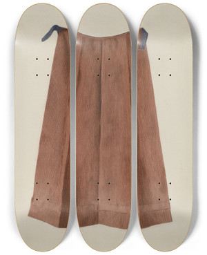 Triptych art skateboard deck of Betty Fuerst Shaker Womans Apron by Betty Fuerst