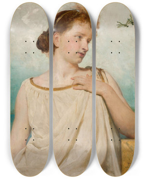 Triptych art skateboard deck of Wojciech Gerson Portrait Of Irena Solska Ne Powik by Wojciech Gerson (1831-1901)
