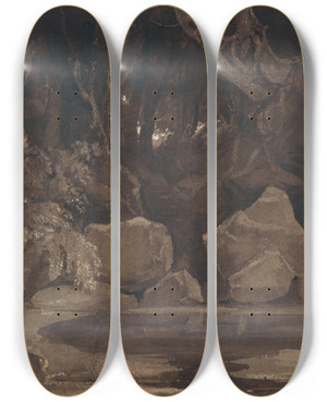 Triptych art skateboard deck of Francis Danby The Haunted Wood by Francis Danby (1793-1861)