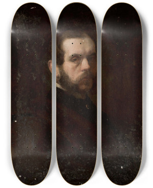 Triptych art skateboard deck of Jzef Simmler Portrait Of A Man_2 by Jozef Simmler (1823-1868)