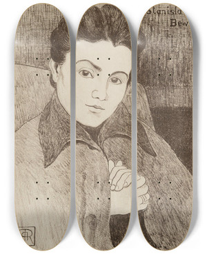 Triptych art skateboard deck of Robert Polhill Bevan The Artists Wife by Robert Polhill Bevan (1865-1925)