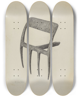 Triptych art skateboard deck of Maurice Van Felix Pa German Hoe by Maurice Van Felix