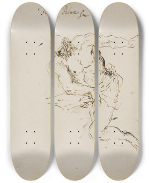 Triptych art skateboard deck of Jacopo Palma Il Giovane Knlende Skt Hieronymus Lsende by Jacopo Palma Il Giovane (1548-1628)