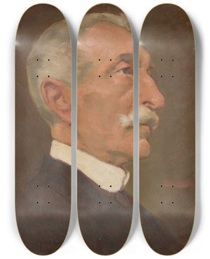 Triptych art skateboard deck of Milan Thomka Mitrovsk Portrait Of The Artists Father_1 by Milan Thomka Mitrovsky (1875-1943)