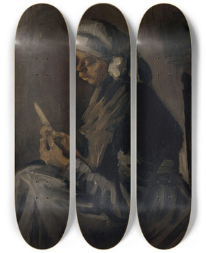 Triptych art skateboard deck of Vincent Van Gogh The Potato Peeler by Vincent van Gogh (1853-1890)