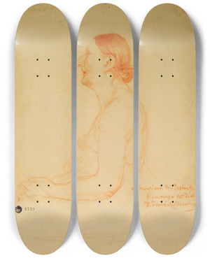Triptych art skateboard deck of Pierre Puvis De Chavannes Anciana De Perfil by Pierre Puvis De Chavannes (1824-1898)