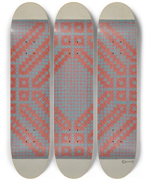 Triptych art skateboard deck of Cornelius Christoffels Coverlet Section Of Reverse Side_2 by Cornelius Christoffels (1879-1960)