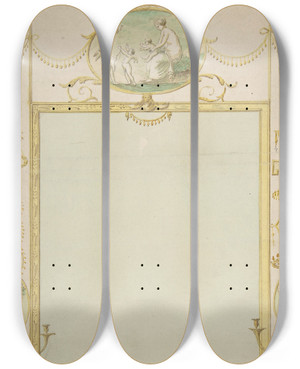 Triptych art skateboard deck of James Wyatt Design For A Mirror_1 by James Wyatt (1746-1813)