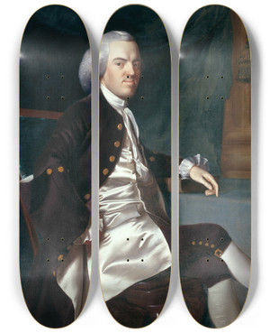 Triptych art skateboard deck of John Singleton Copley Daniel Hubbard by John Singleton Copley (1738-1815)