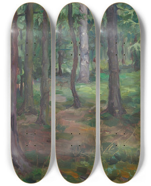 Triptych art skateboard deck of Maria Yakunchikova Forest by Maria Yakunchikova (1870-1902)